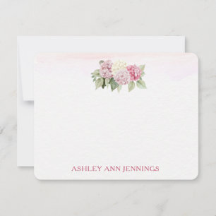 Elegant Pink Hydrangeas Personalised Stationery Card