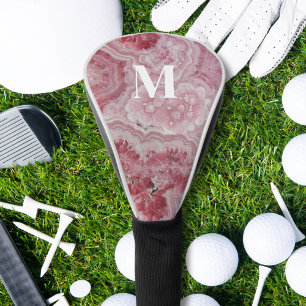 Elegant Pink Initial Monogram Golf Head Cover