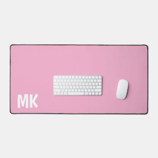 Elegant Pink Initials Desk Mat
