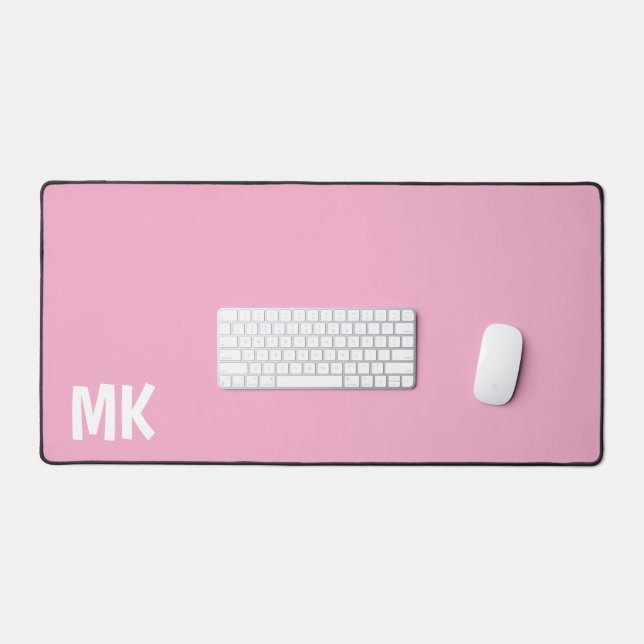 Elegant Pink Initials Desk Mat (Keyboard & Mouse)