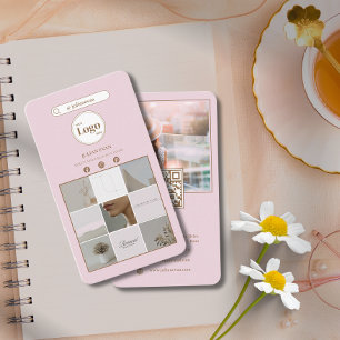 Elegant Pink Instagram Photo Collage Business Card