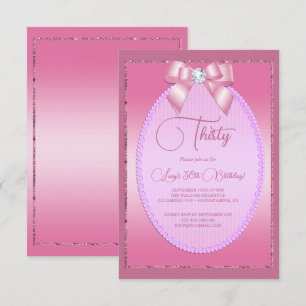 Elegant Pink Jewel Diamond Bow Birthday Invitation
