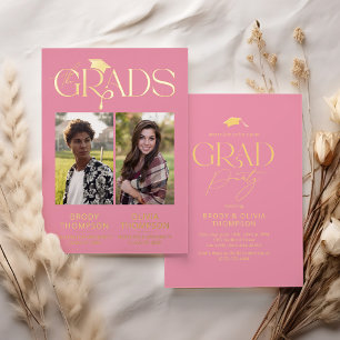 Elegant Pink Joint Graduation Party Photo