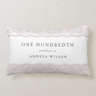 Elegant Pink Lace 100th Birthday Gift Lumbar Cushion