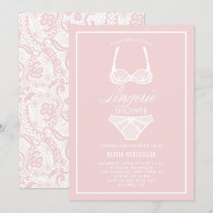 Elegant Pink Lace Lingerie Shower Invitation