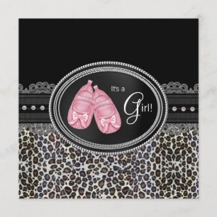 Elegant Pink Leopard Baby Shower Invitation