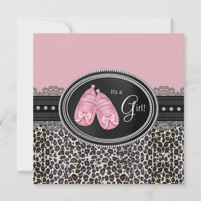 Elegant Pink Leopard Baby Shower Invitation (Front)
