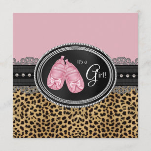 Elegant Pink Leopard Baby Shower Invitation