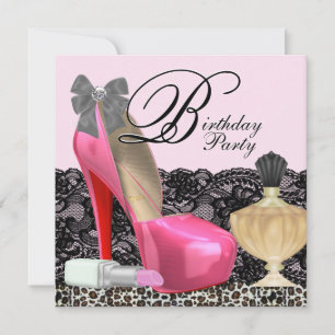 Elegant Pink Leopard Birthday Party Invitation