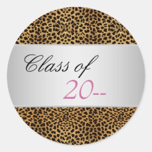 Elegant Pink Leopard Graduation Stickers