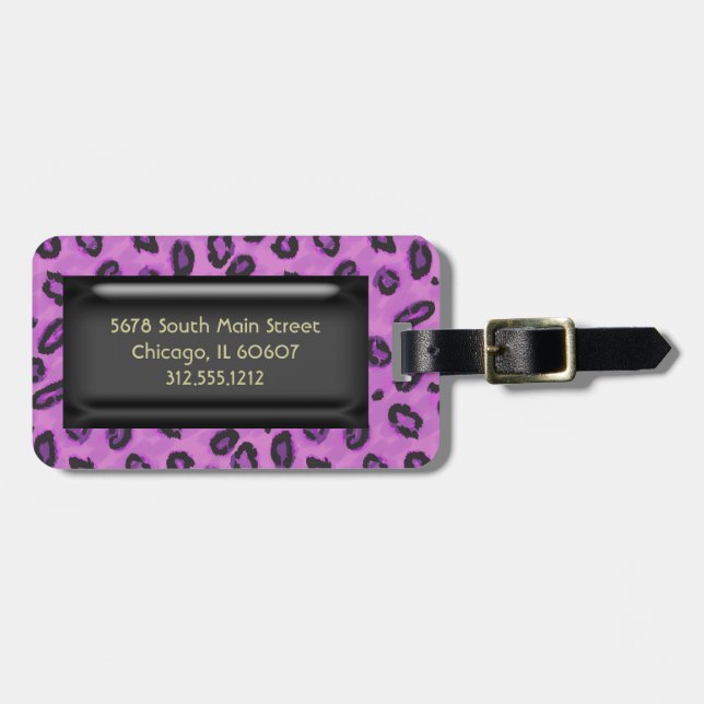 Elegant Pink Leopard Luggage Tag (Front Horizontal)