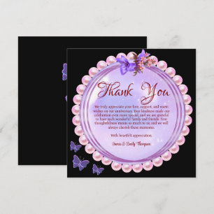 Elegant Pink & Lilac Pearl Wedding Anniversary Thank You Card