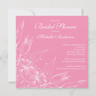 Elegant pink Lily Flower Bridal Shower Invitation
