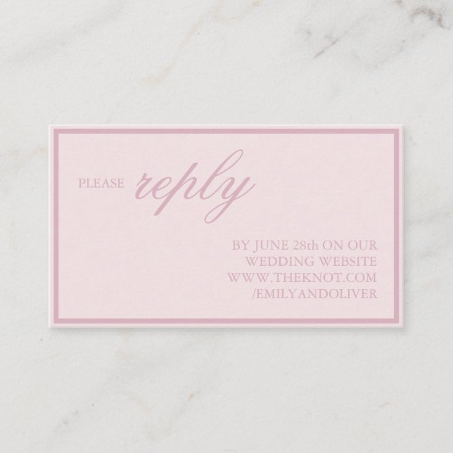 Elegant Pink Lines Wedding  Enclosure Card (Front)