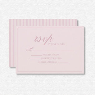 Elegant Pink Lines Wedding RSVP Card