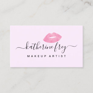 Elegant pink lips handwritten script calligraphy business card