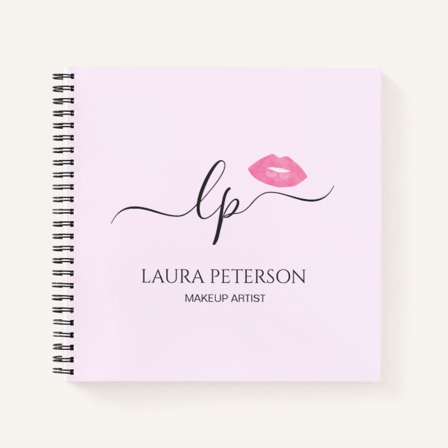 Elegant pink lips handwritten script calligraphy notebook (Front)
