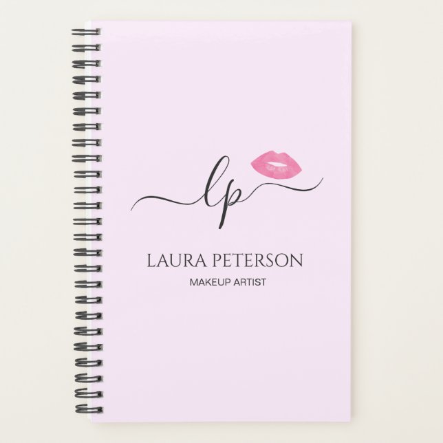 Elegant pink lips handwritten script calligraphy planner (Front)