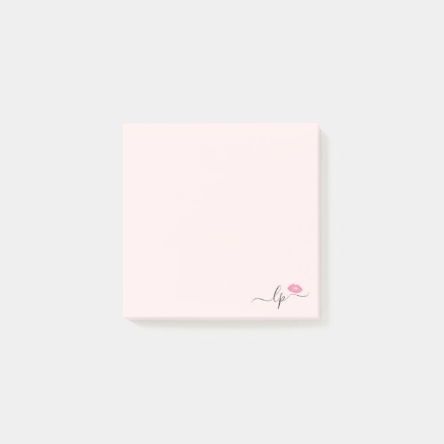 Elegant pink lips handwritten script calligraphy post-it notes (Front)