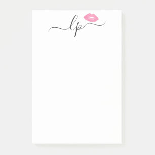 Elegant pink lips handwritten script calligraphy post-it notes