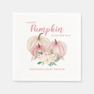 Elegant Pink Little Pumpkin Girl Baby Shower  Napkin