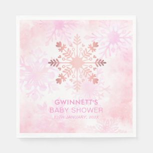Elegant Pink Little Snowflake Baby Shower  Napkin