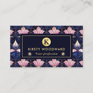 Elegant Pink Lotus Faux Stained Glass Pattern Business Card