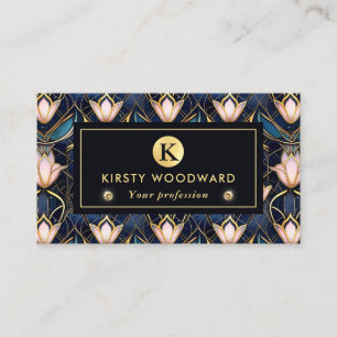 Elegant Pink Lotus Faux Stained Glass Pattern Business Card