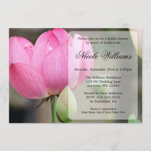 Elegant Pink Lotus Flower Bridal Shower Invitation