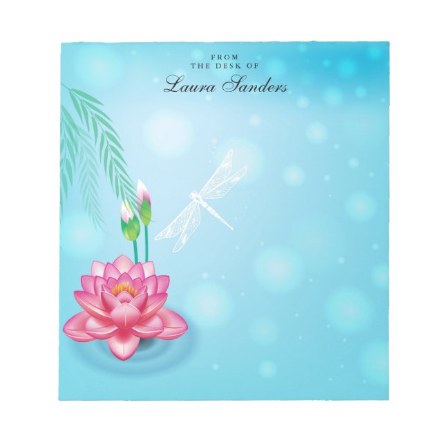 Elegant Pink Lotus Flower Personalised Notepad (Front)