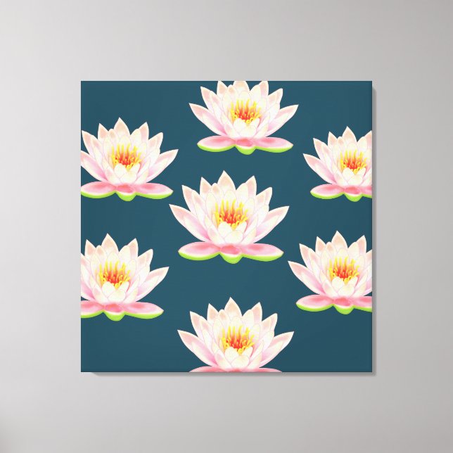 Elegant Pink Lotus Flowers Canvas Print (Front)