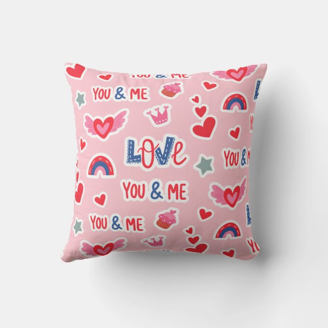 Elegant Pink Love Themed Throw Pillow (Back)