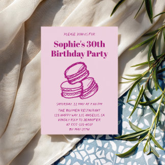 Elegant Pink Macaron 30th Birthday Party  Invitation