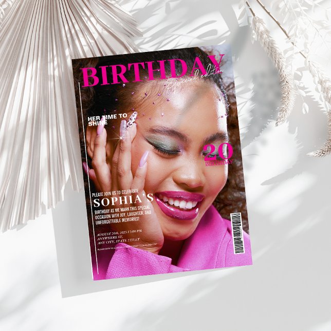 Elegant pink Magazine cover 30th Birthday Invitation (Creator Uploaded)