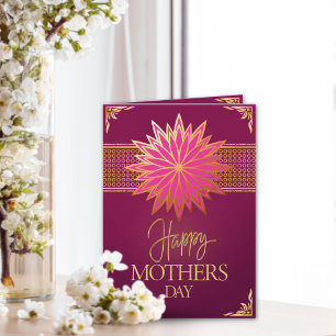 Elegant Pink Magenta and Gold Custom Mother's Day  Card