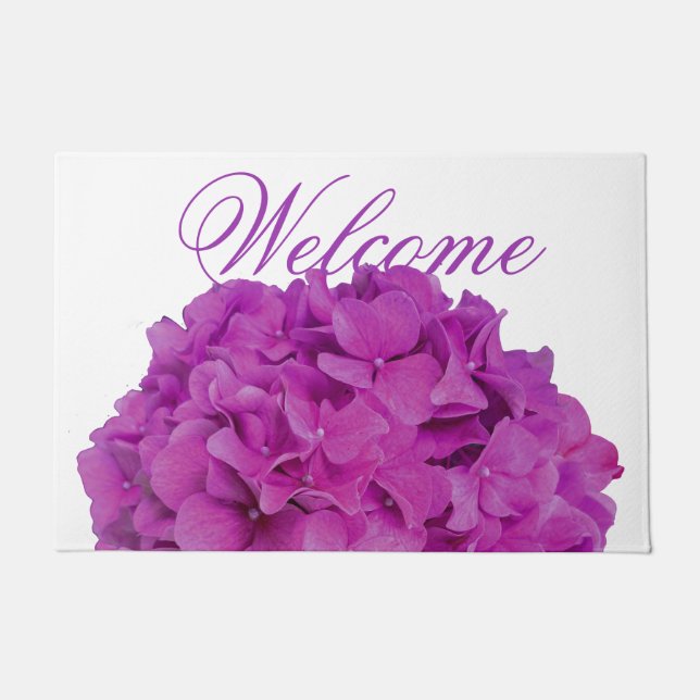 Elegant pink magenta floral hydrangeas roses  doormat (Front)