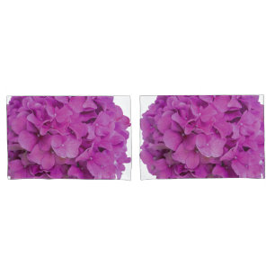 Elegant pink magenta floral hydrangeas roses pillowcase