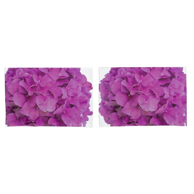 Elegant pink magenta floral hydrangeas roses  pillowcase (Front-Set)