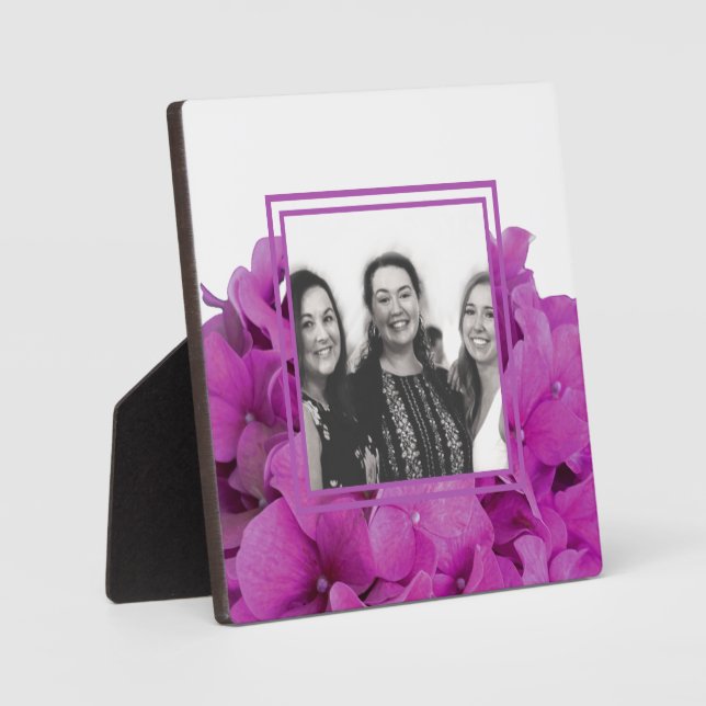 Elegant pink magenta floral hydrangeas roses  plaque (Front)