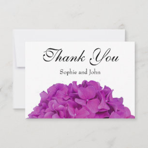 Elegant pink magenta floral hydrangeas roses thank you card