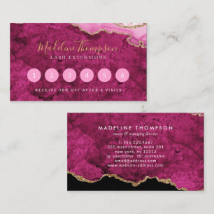 Elegant Pink Magenta Marble Agate Geode Loyalty Card