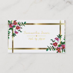 Elegant pink magenta watercolor floral roses  business card