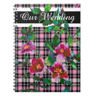 Elegant pink magenta watercolor florals notebook