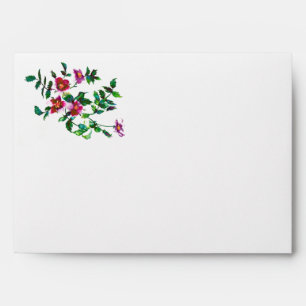 Elegant pink magenta watercolor florals roses envelopes