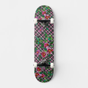 Elegant pink magenta watercolor florals roses skateboard