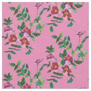 Elegant pink magenta watercolor roses fabric