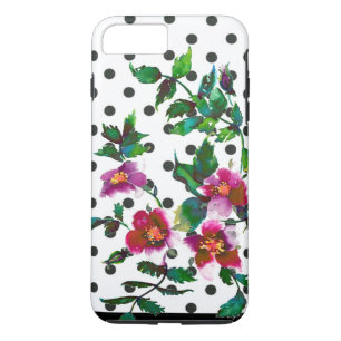 Elegant pink magenta watercolor roses polka dots iPhone 8 plus/7 plus case