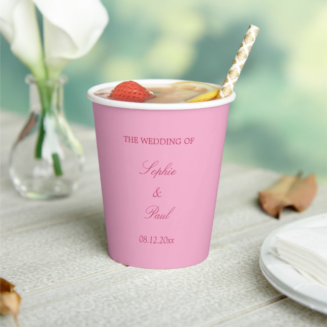 Elegant Pink Magenta Wedding Paper Cups (Insitu)