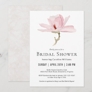 Elegant Pink Magnolia Blossom Bridal Shower Invitation