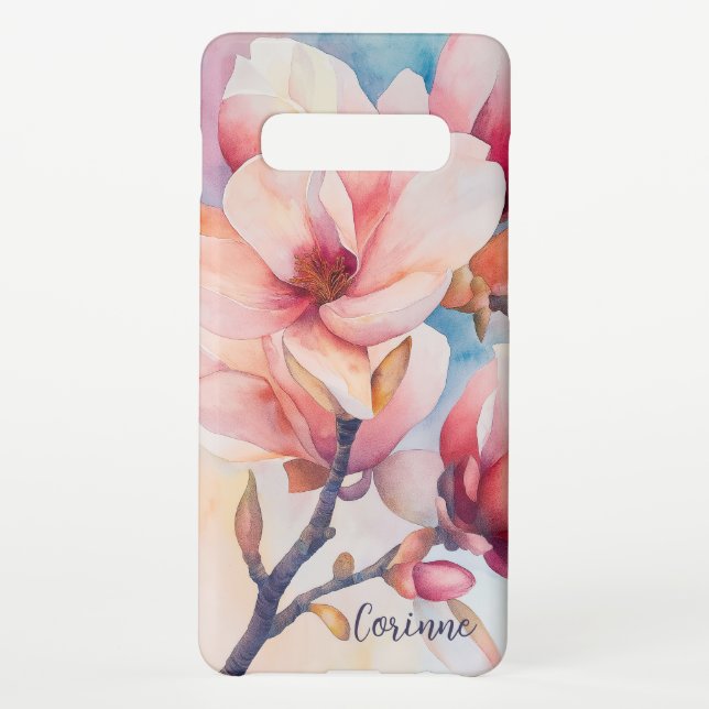 Elegant Pink Magnolia Blossom Samsung Galaxy Case (Back)